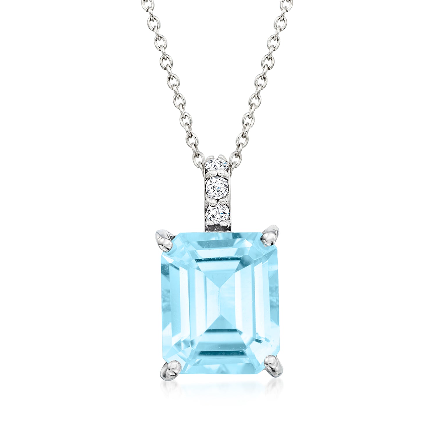 5.25 Carat Sky Blue Topaz Pendant Necklace with .20 ct. t.w. White Zircon in Sterling Silver