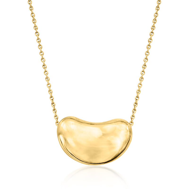 18kt yellow gold Elsa Peretti bean necklace with link chain
