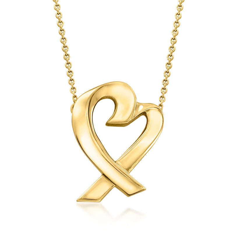 18kt yellow gold loving heart pendant necklace with cable chain