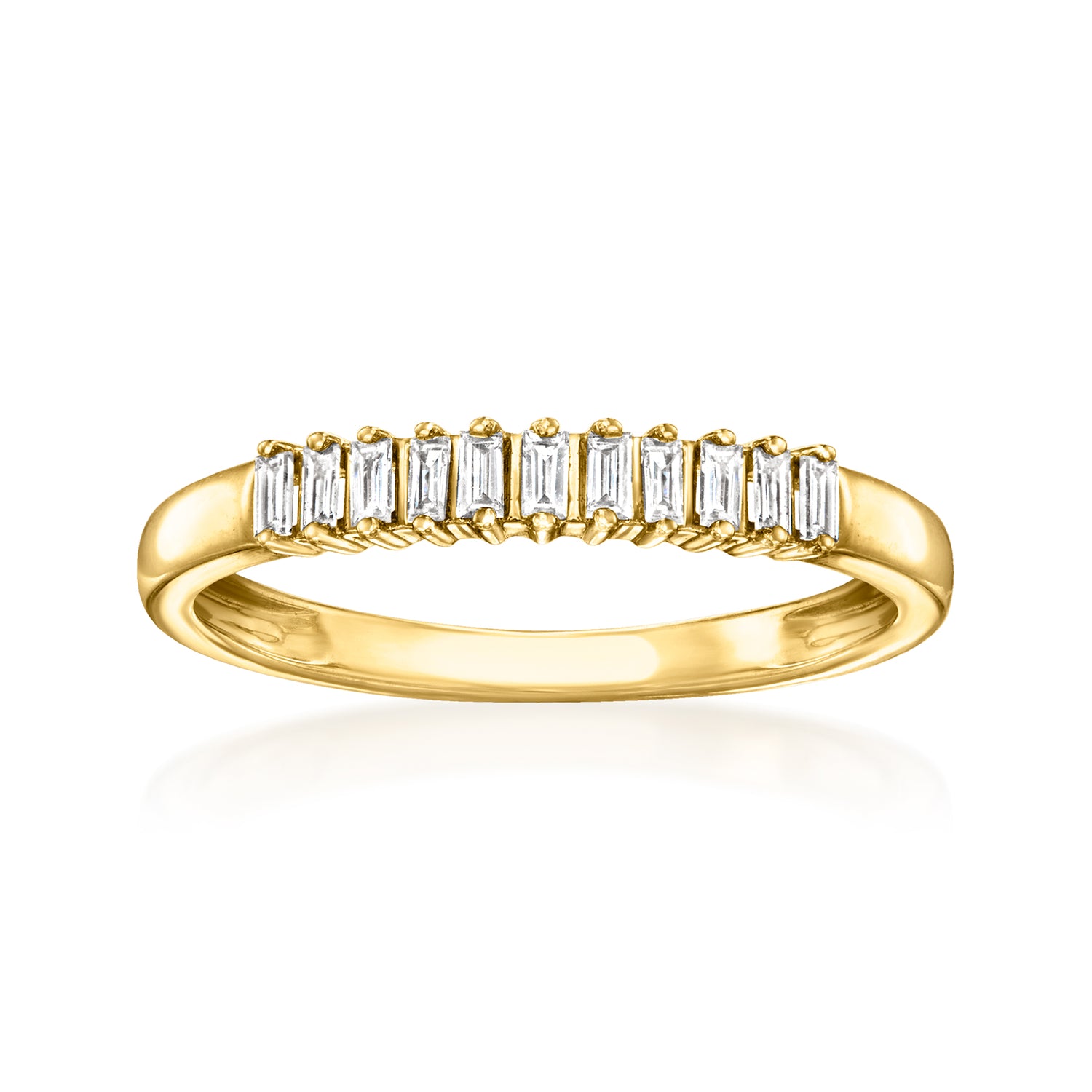 .15 ct. t.w. Baguette Lab Grown Diamond Ring in 18kt Gold Over Sterling