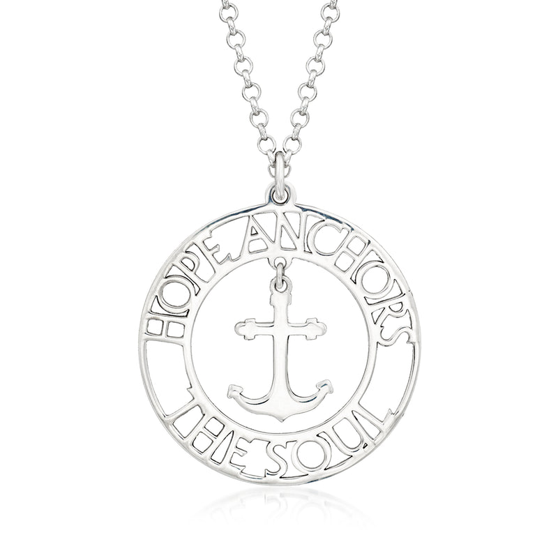 Sterling silver round hope anchor pendant necklace
