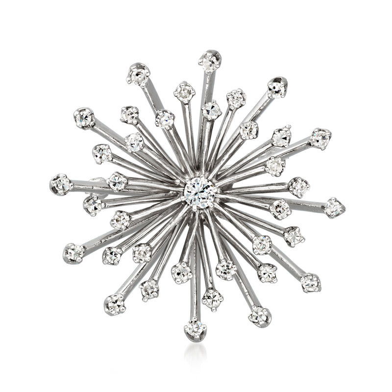 Starburst diamond pin in 14kt white gold with sparkling round accents