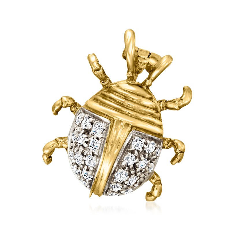 Vintage diamond beetle pin in 18kt yellow gold, with round white diamonds