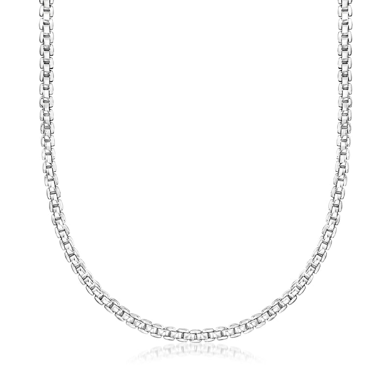 Sterling silver Venetian box-chain necklace with polished interlocking links