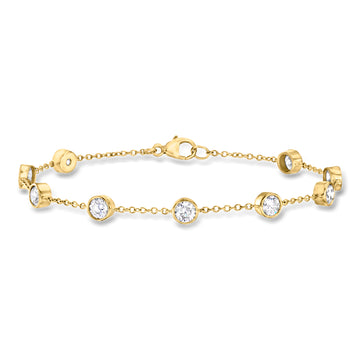 2.00 ct. t.w. Bezel-Set CZ Station Bracelet in 18kt Gold Over Sterling