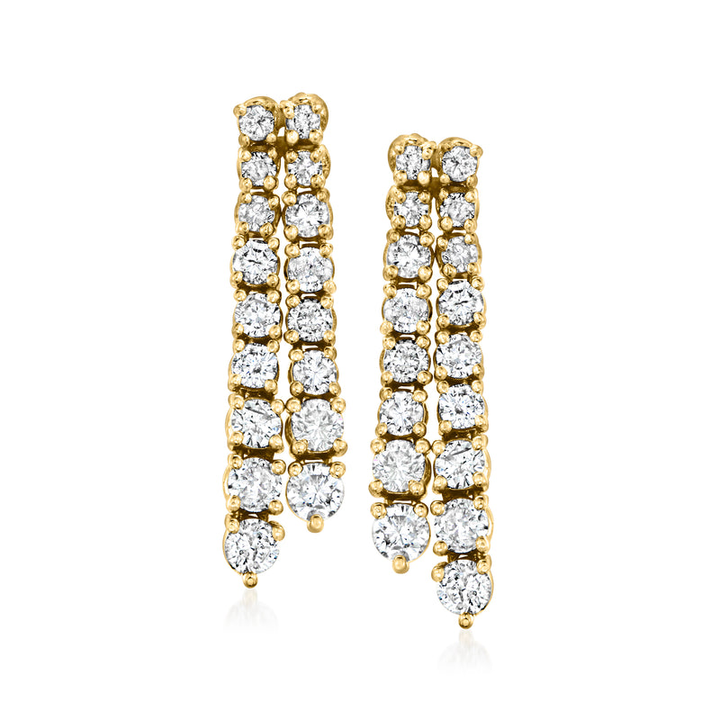 Vintage 14kt yellow gold two-row diamond drop earrings