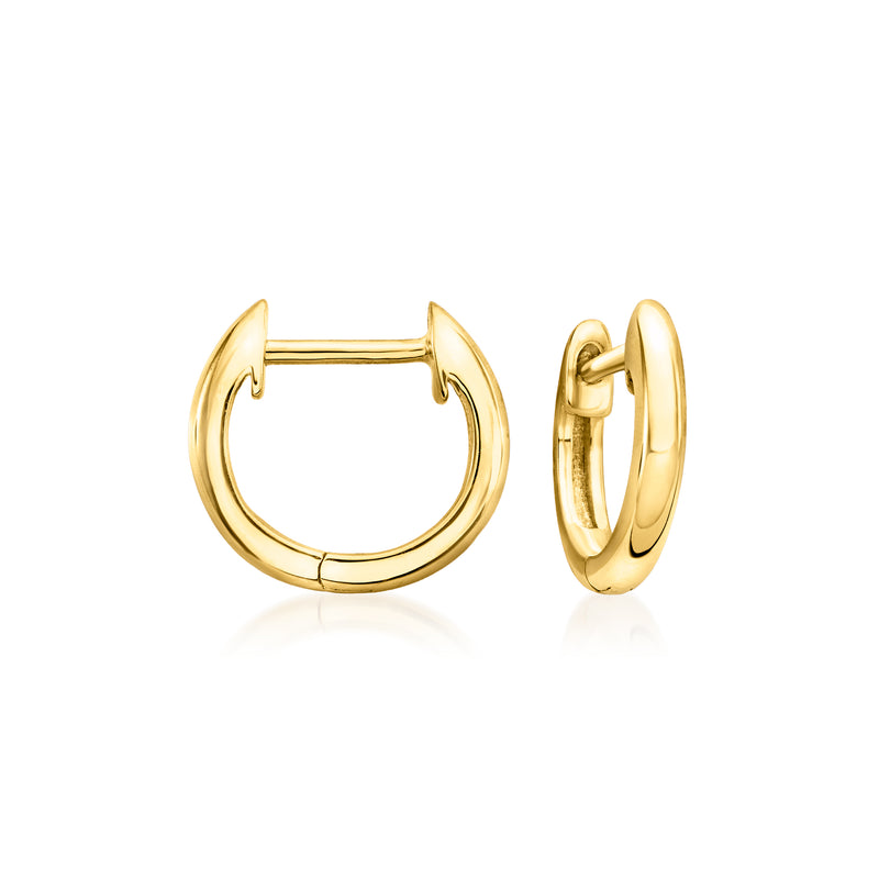 18kt gold vermeil small hinged hoop earrings, polished gold finish