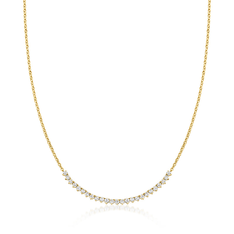 18kt gold-over-sterling tennis-style diamond necklace with round stones, slim chain