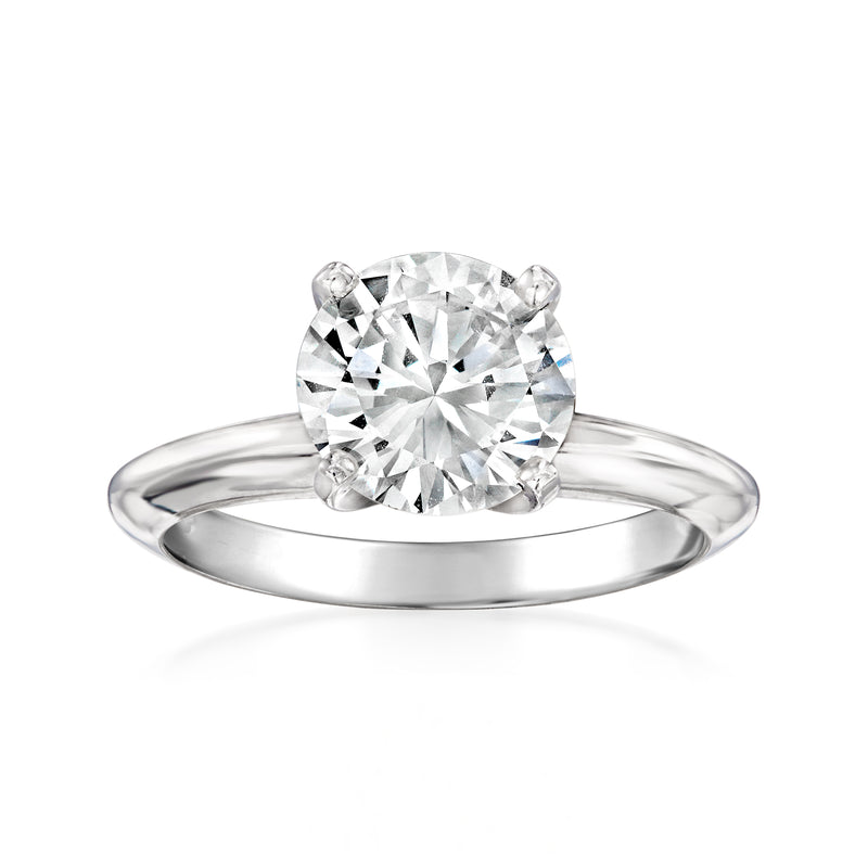 14kt white gold diamond solitaire ring with large round center stone