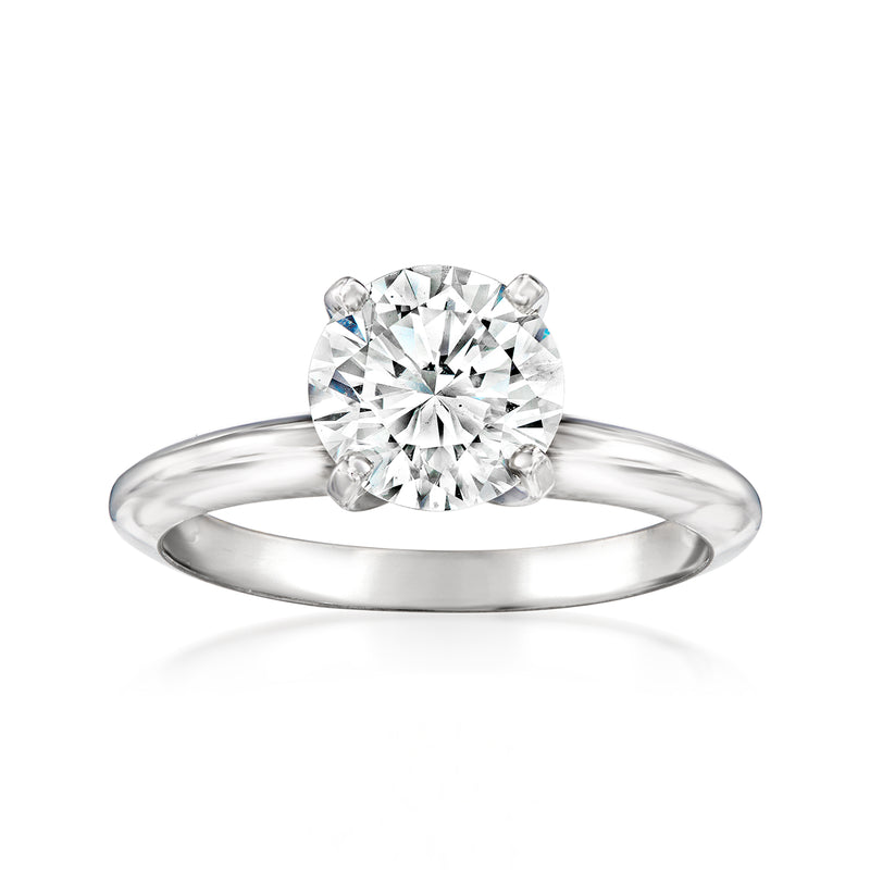 14kt white gold diamond solitaire ring with round center stone