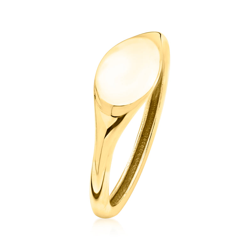 10kt yellow gold signet ring, domed side profile with oval face