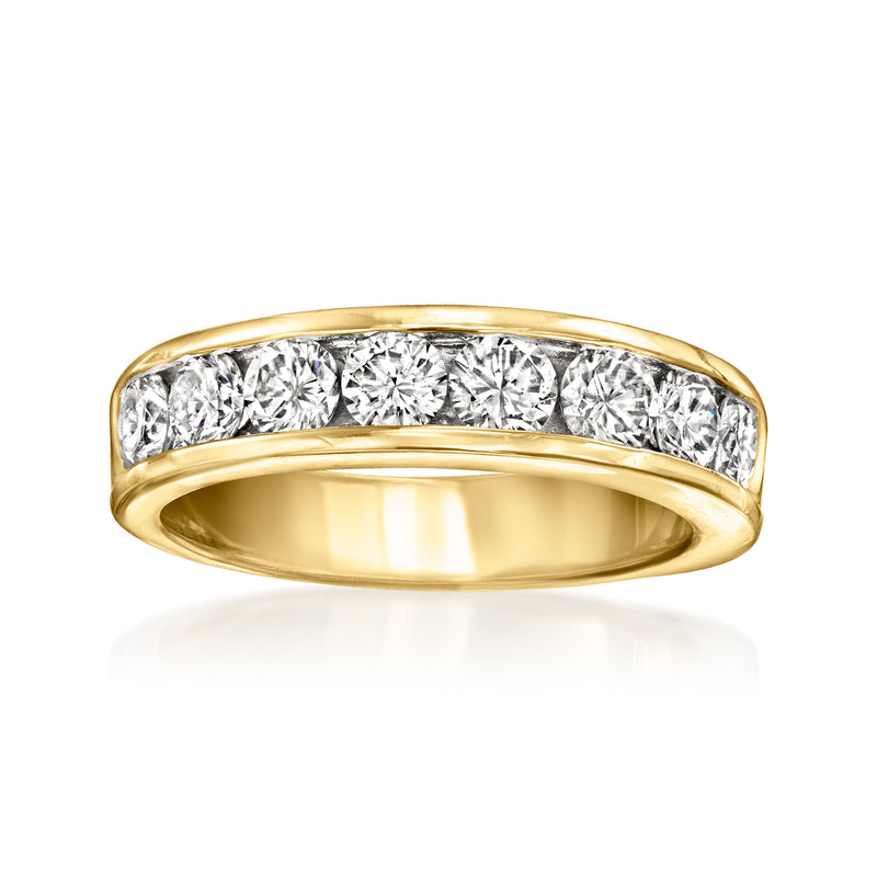 14kt yellow gold diamond band with channel-set round stones
