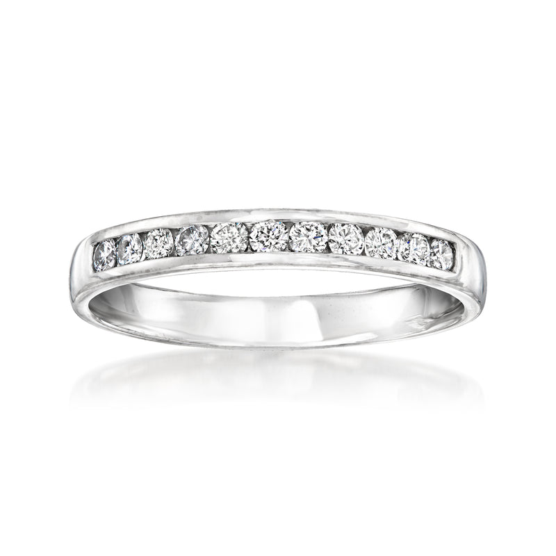Vintage 18kt white gold diamond band with full row of small round stones