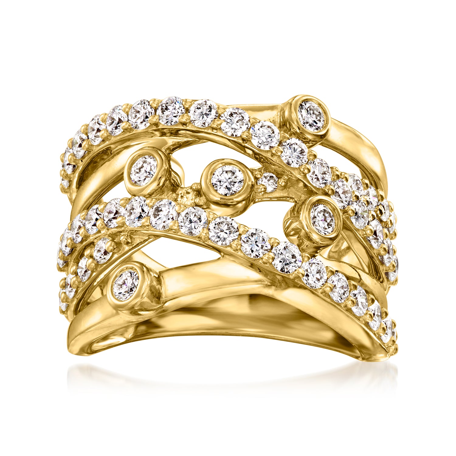 1.50 ct. t.w. Lab Grown Diamond Highway Ring in 18kt Gold Over Sterling