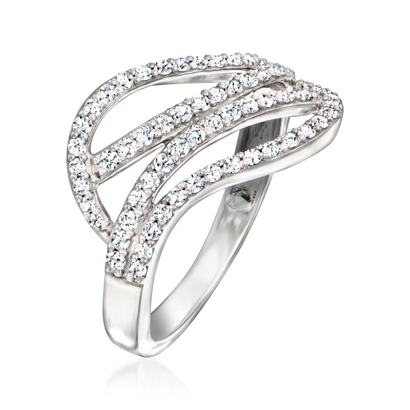 Lab-grown diamond wave ring in sterling silver