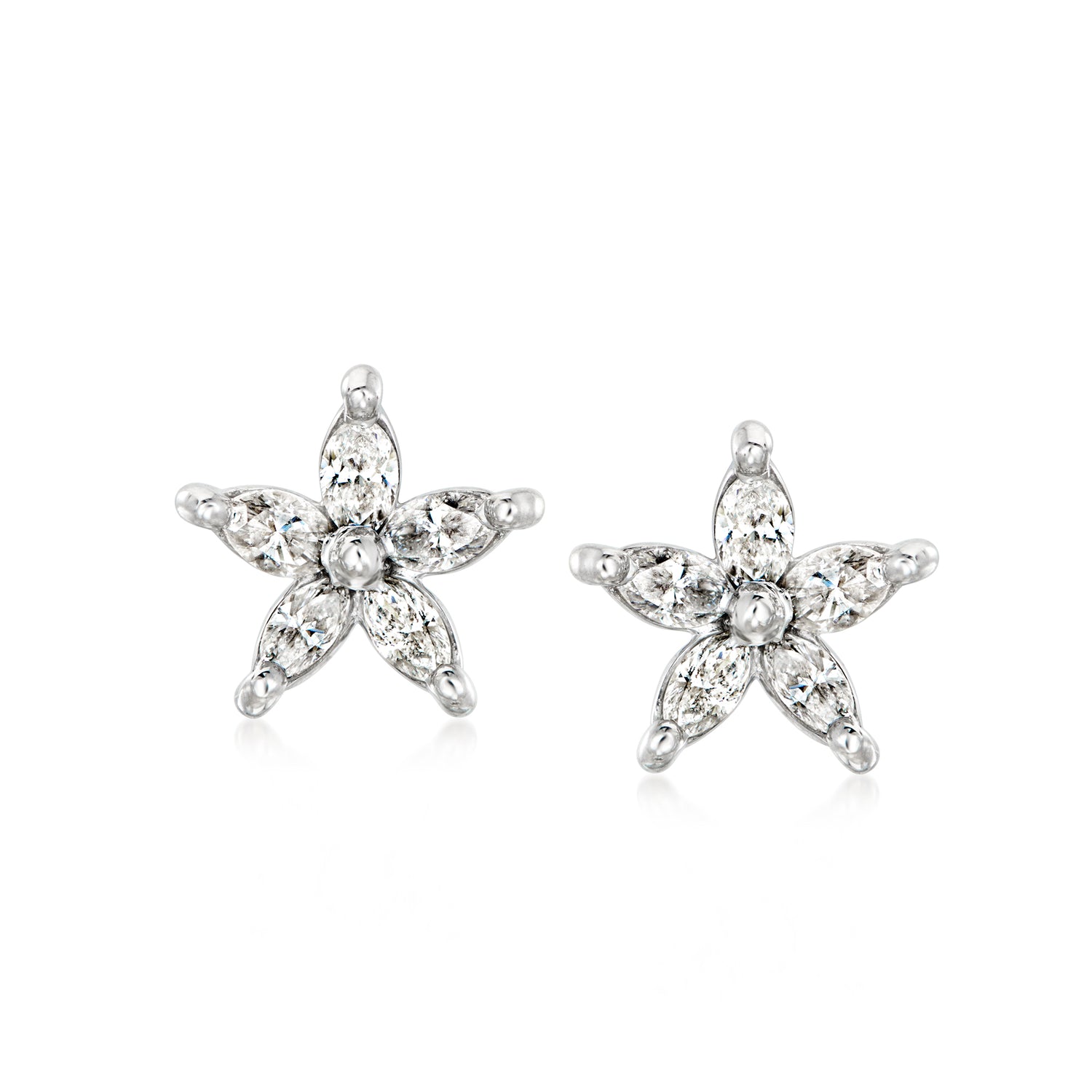 C. 2000 Vintage .50 ct. t.w. Diamond Flower Earrings in 14kt White Gold