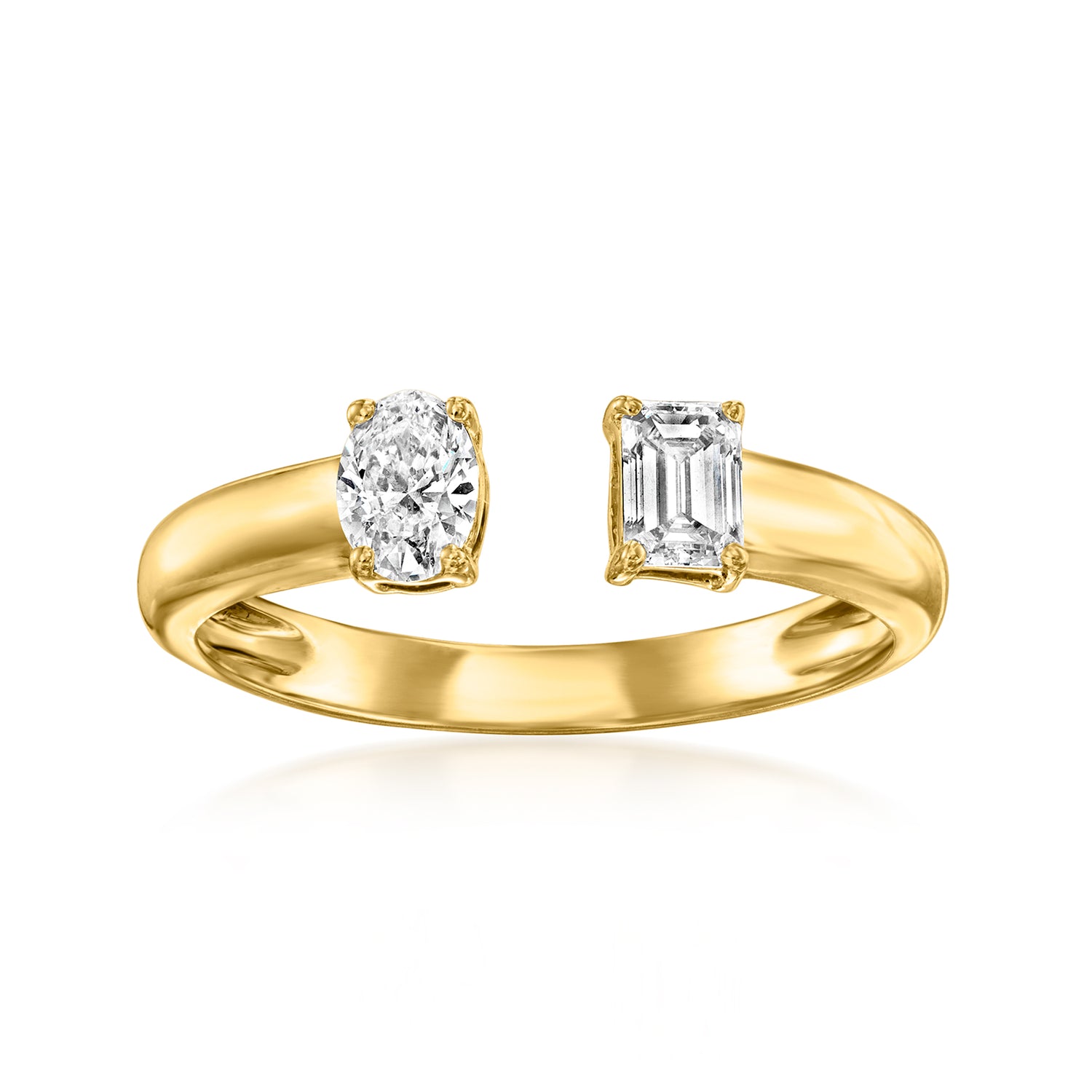 .50 ct. t.w. Oval and Emerald-Cut Lab Grown Diamond Open-Space Ring in 18kt Gold Over Sterling