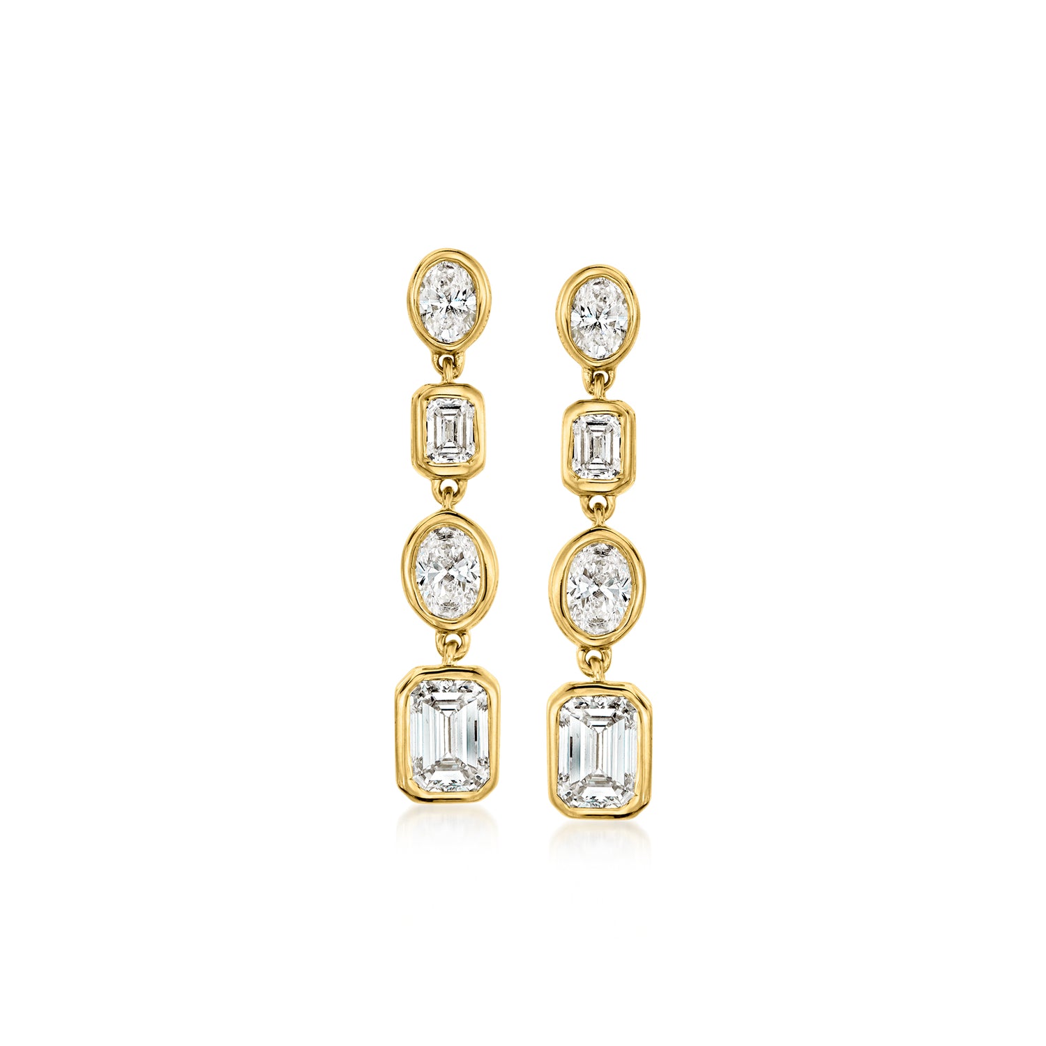 1.50 ct. t.w. Bezel-Set Lab Grown Diamond Drop Earrings in 18kt Gold Over Sterling