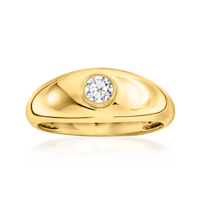 Lab-grown diamond bezel-set ring in 18kt gold over sterling, oval center stone