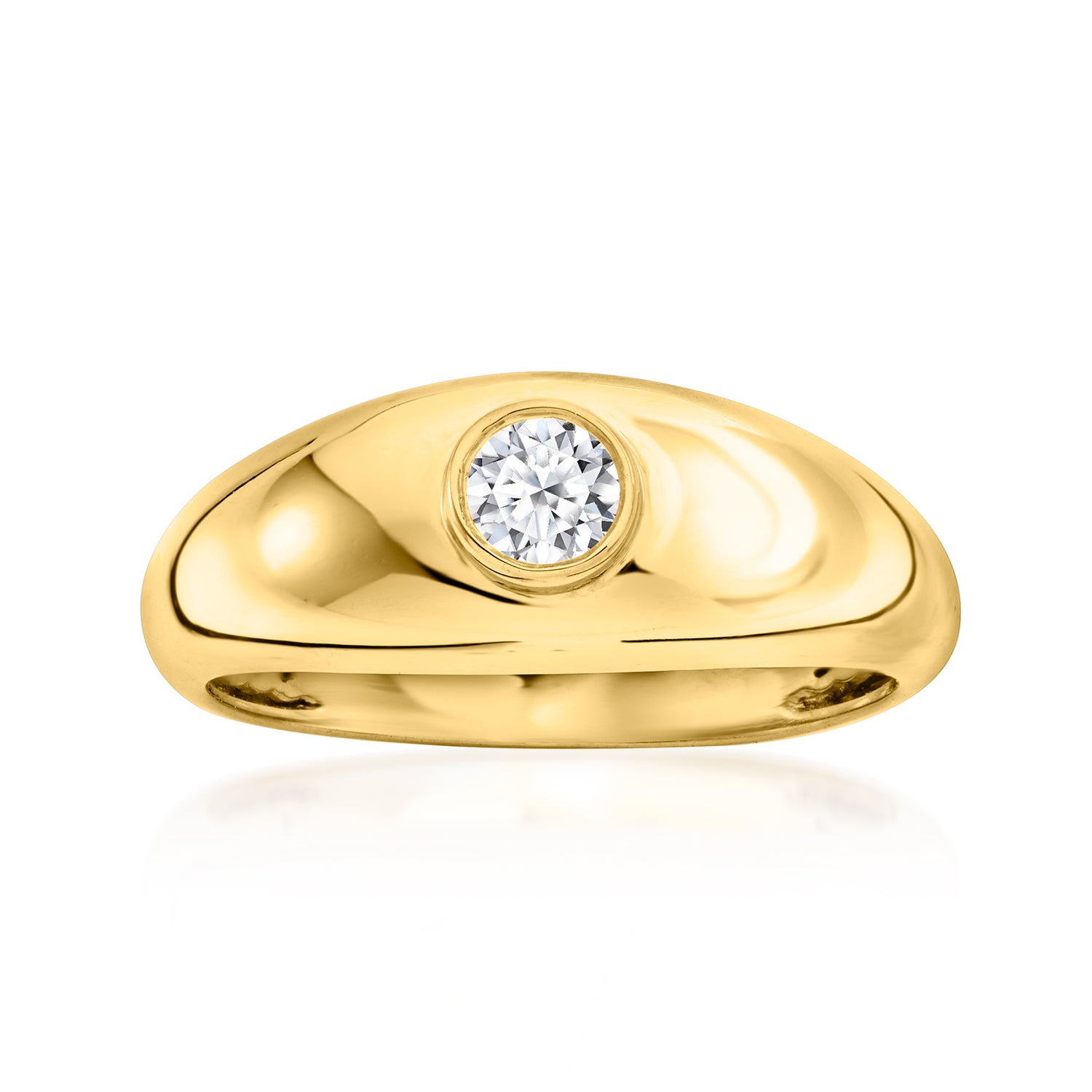 .20 Carat Bezel-Set Lab Grown Diamond Ring in 18kt Gold Over Sterling