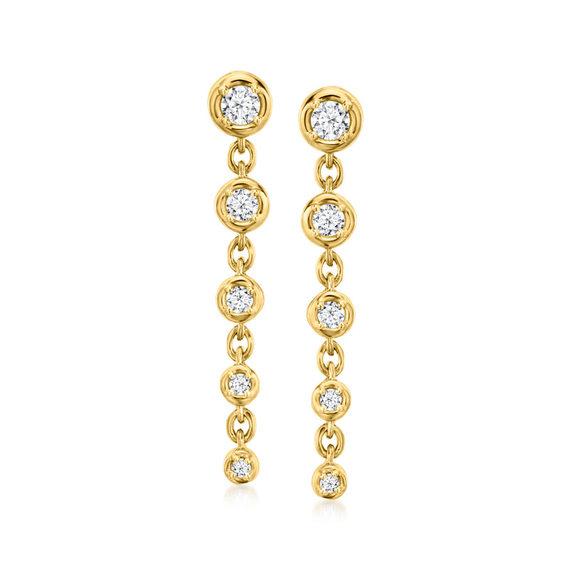18kt gold bezel-set lab-grown diamond drop earrings with four dangling round stones