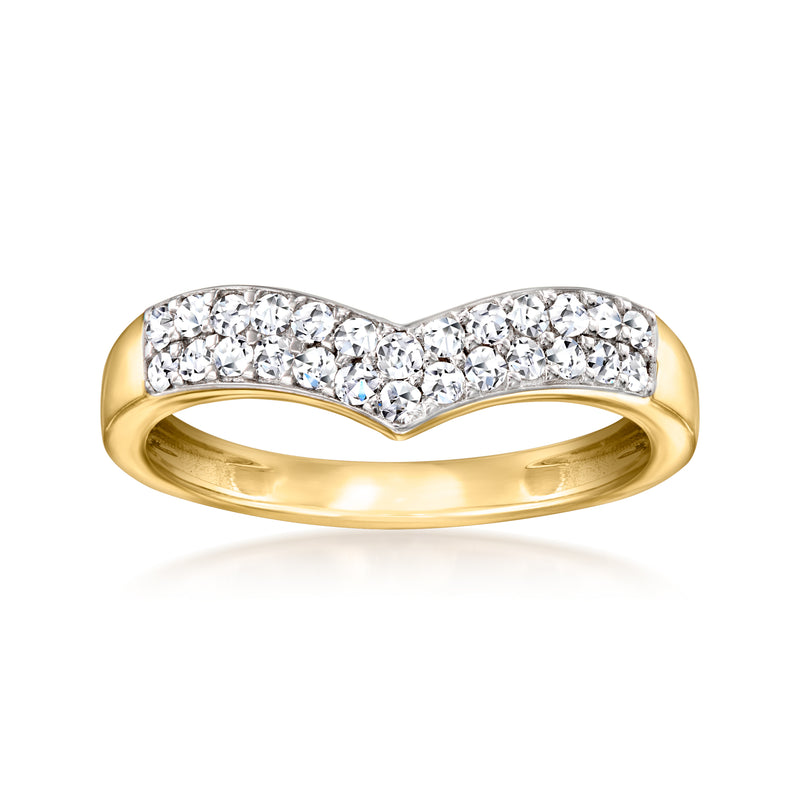Chevron ring with lab-grown diamonds in 18kt gold over sterling