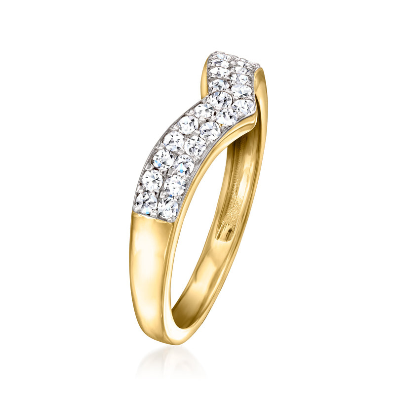 Lab-grown diamond chevron ring in 18kt gold over sterling silver