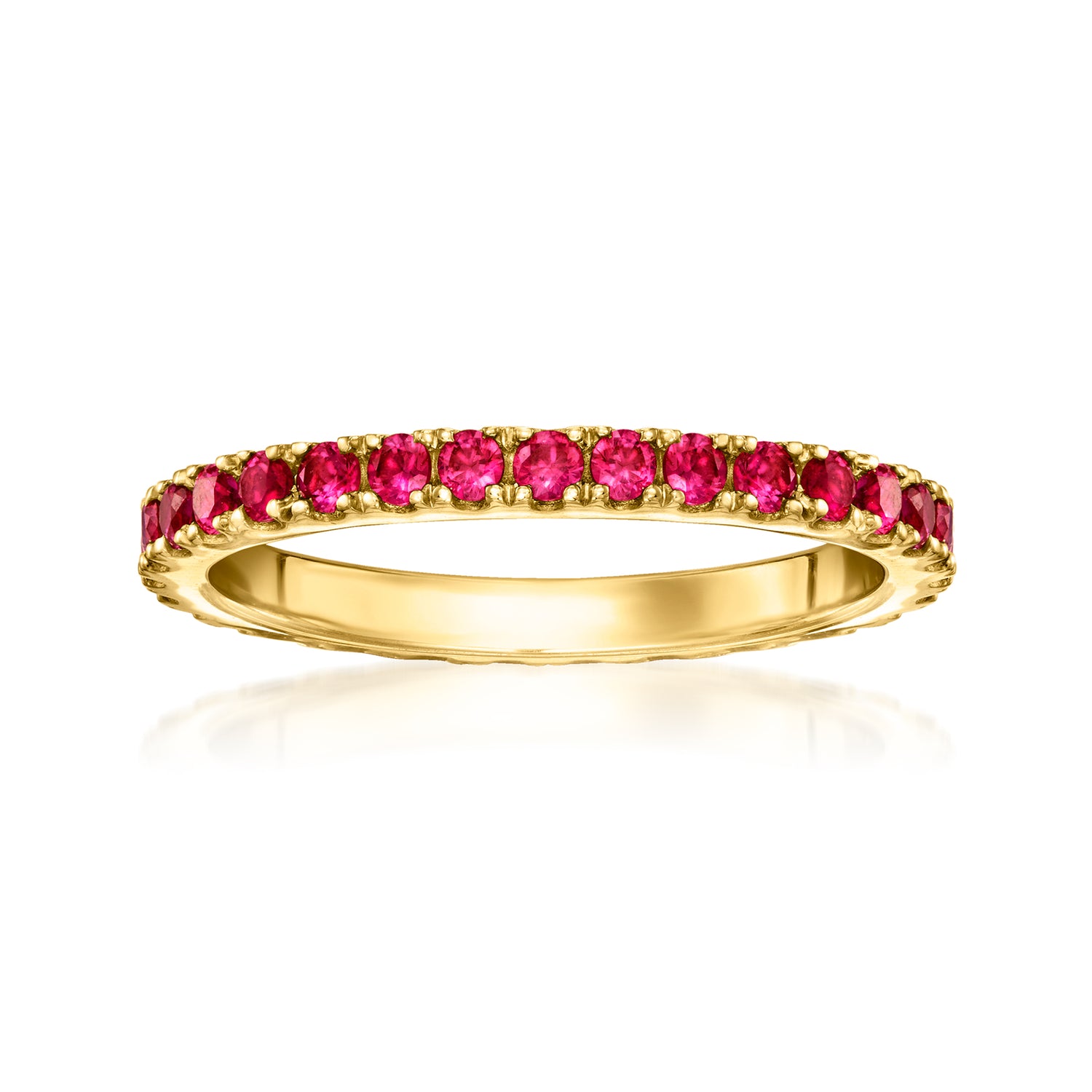 Ross-simons 1.10 Ct. T.w. Lab Grown Ruby Eternity Band In 18kt Gold Over Sterling