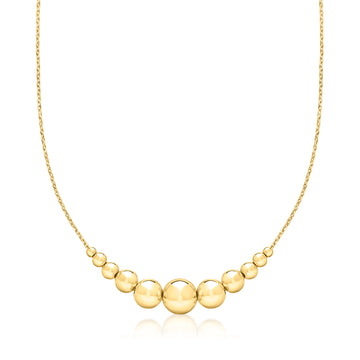 Italian 18kt Gold Over Sterling Graduated Bead Cable-Chain Necklace. 18"