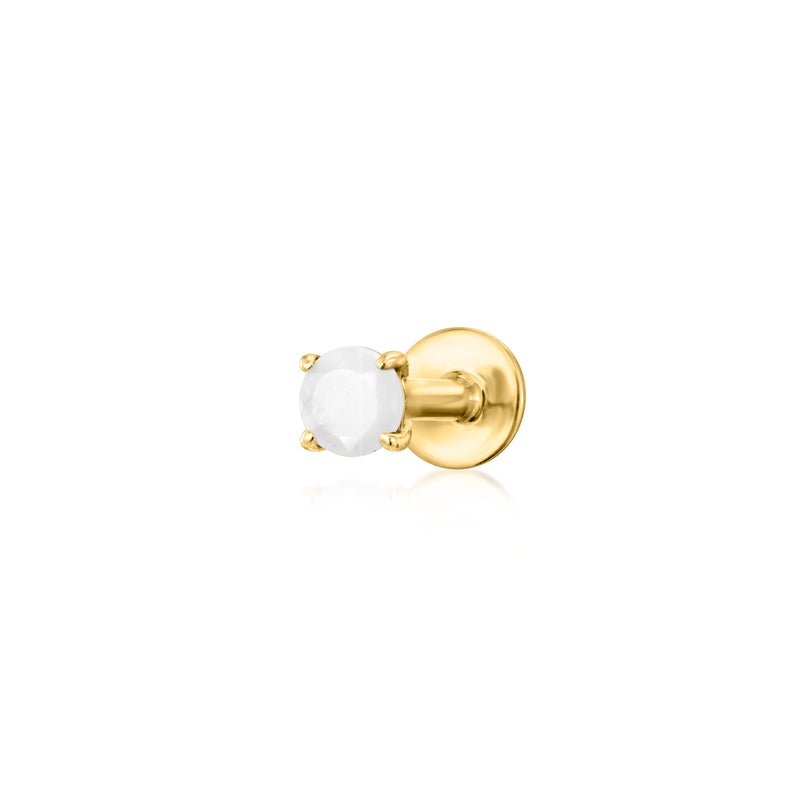 Moonstone Flat-Back Earrings in 14kt Yellow Gold