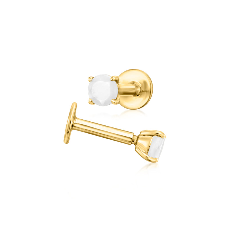 Moonstone Flat-Back Earrings in 14kt Yellow Gold