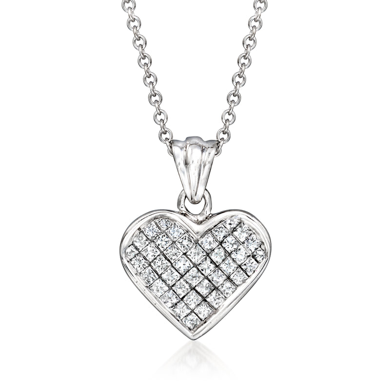Diamond heart pendant necklace in 14kt white gold