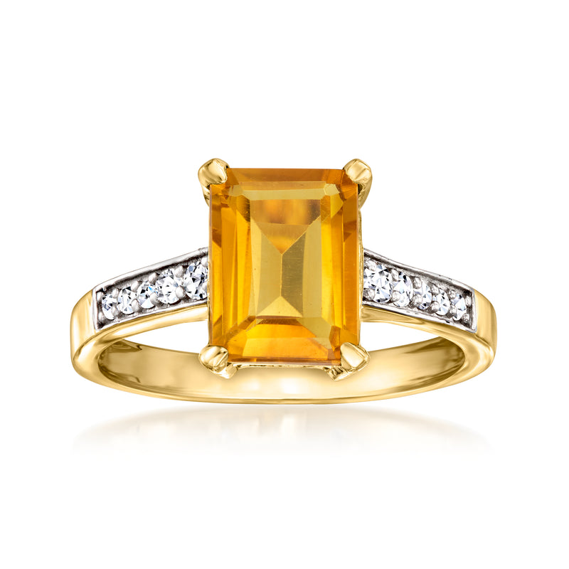 Citrine ring with lab-grown diamonds in gold over sterling silver