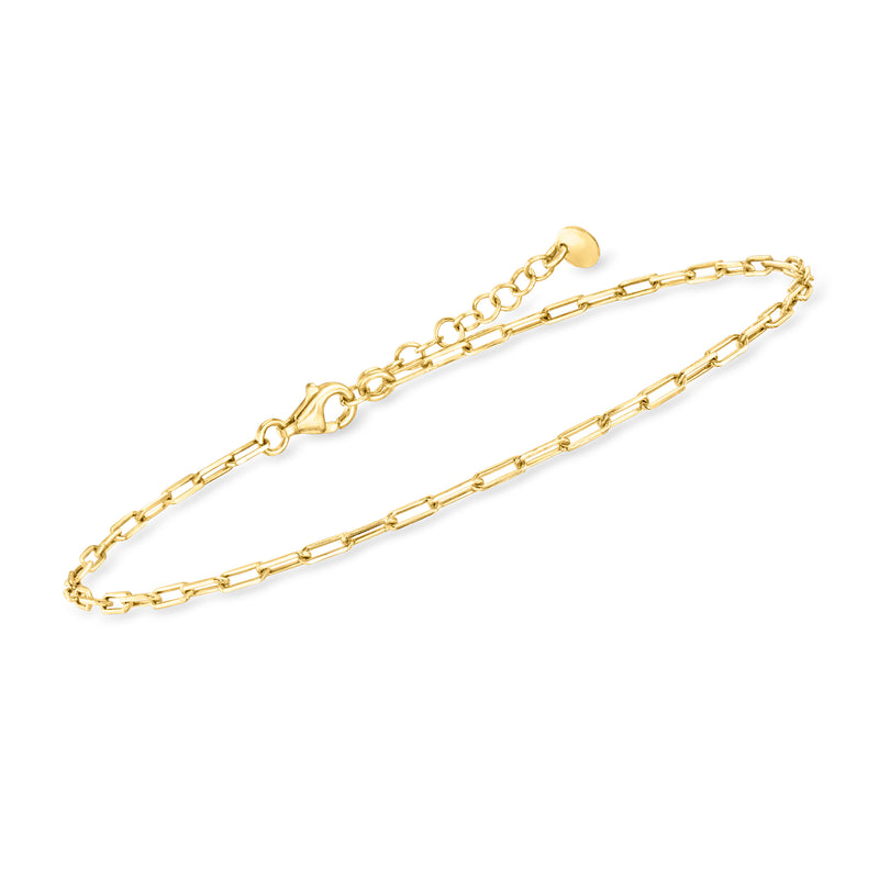 Gold vermeil paper clip link anklet with chain-style oval links and end clasp detail.