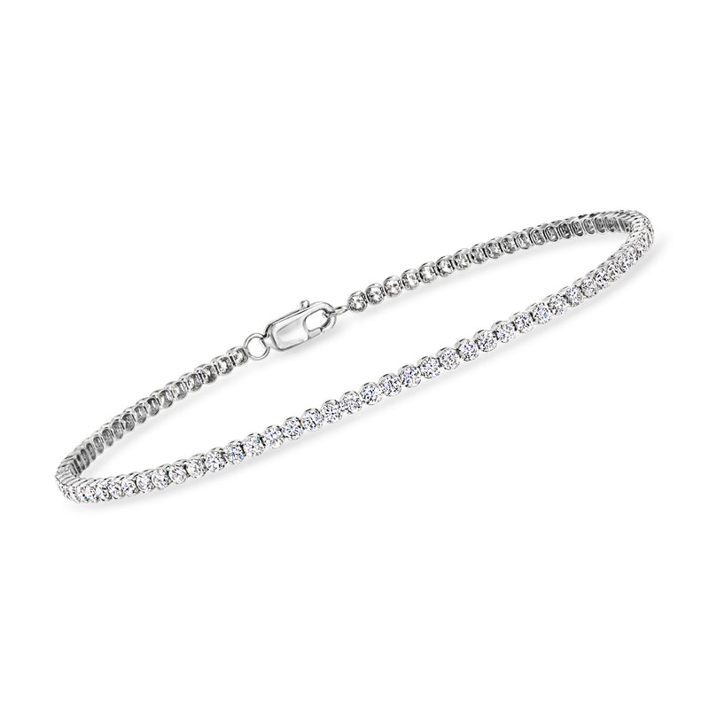 14kt white gold lab-grown diamond tennis bracelet with round stones