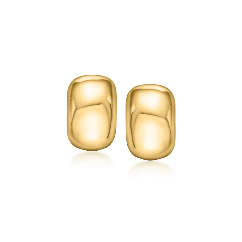 14kt yellow gold puffed C-hoop earrings, rounded domed shapes