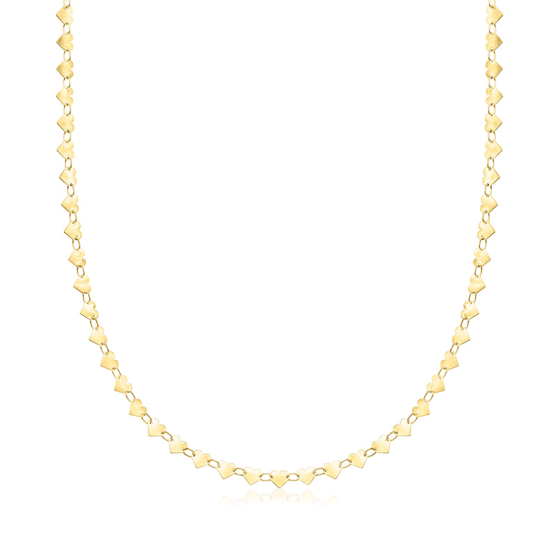 Vintage 14kt yellow gold heart-link necklace with interlocking heart links