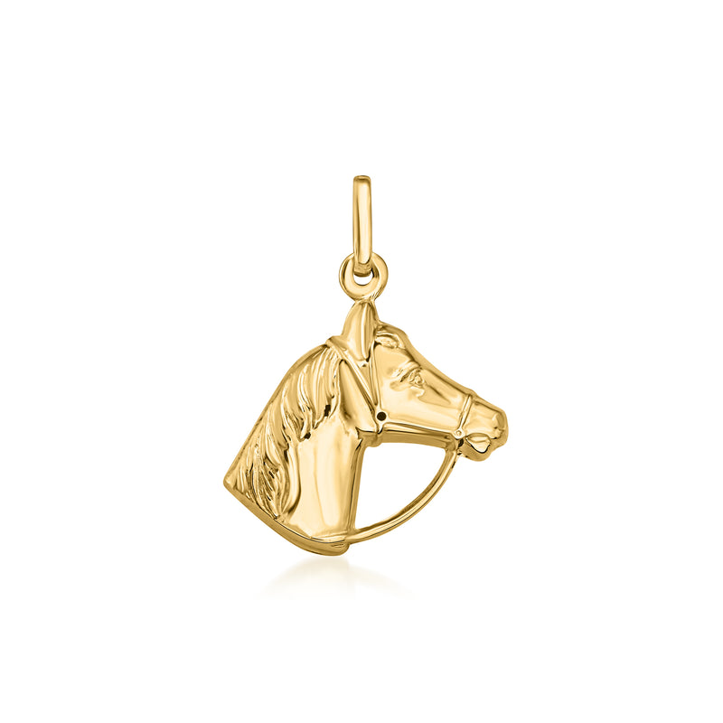 14kt yellow gold horse charm pendant with hanging bail loop
