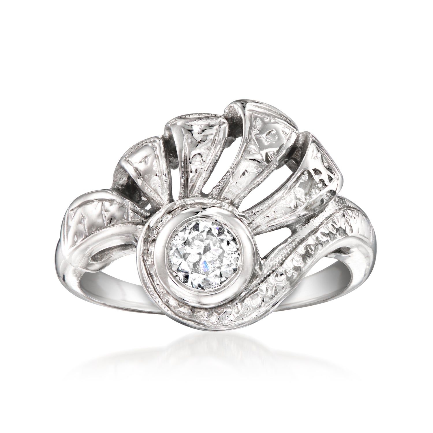 C. 1950 Vintage .32 Carat Diamond Swirl Ring in 14kt White Gold