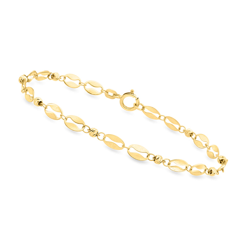 10kt yellow gold bracelet with oval links and bead stations