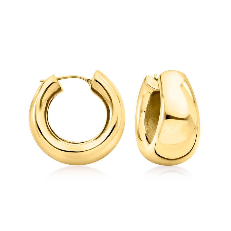 Vintage 14kt yellow gold hoop earrings, polished hinged hoops