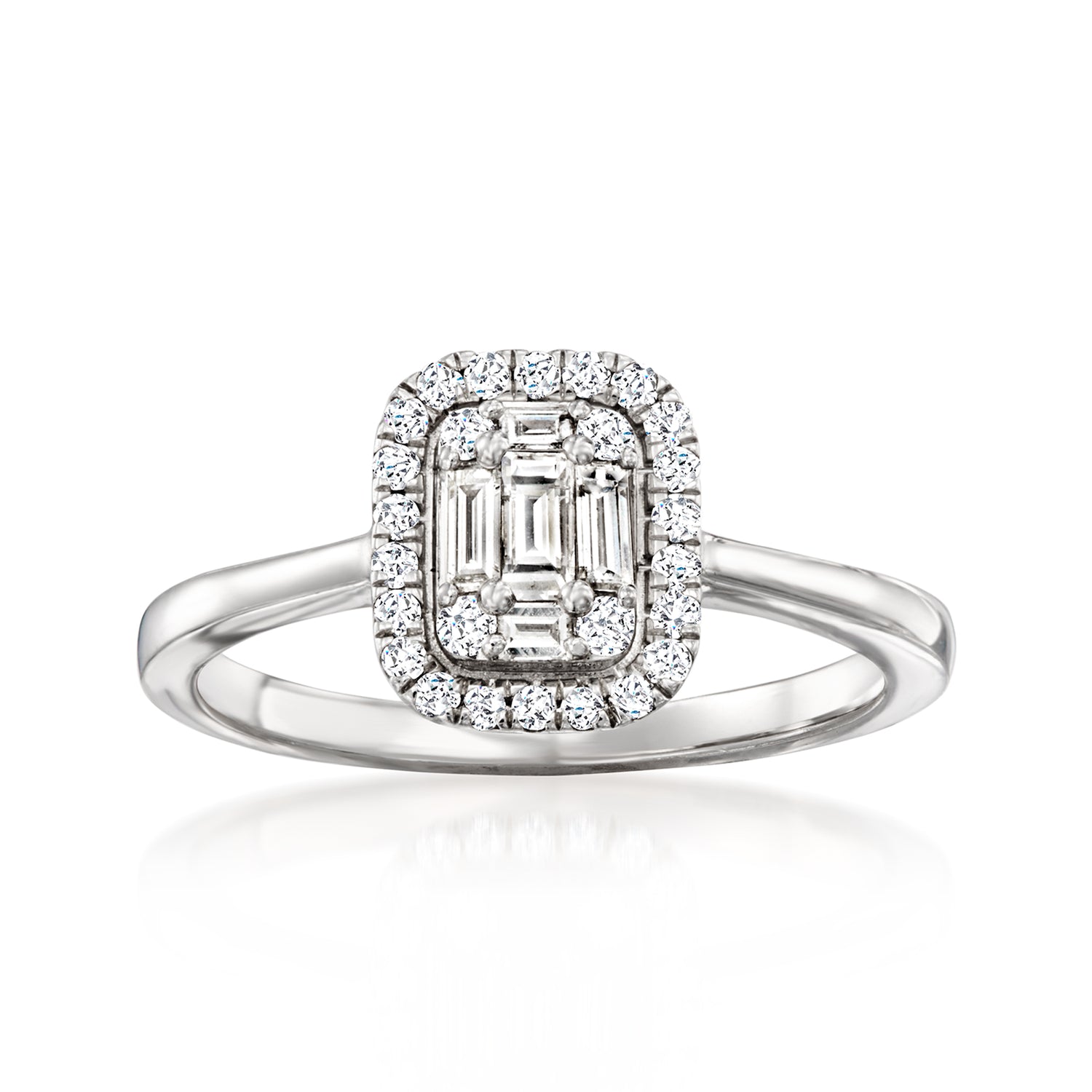 C. 1990 Vintage .50 ct. t.w. Diamond Cluster Ring in 14kt White Gold
