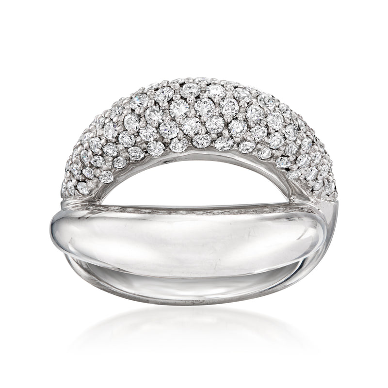 Mauboussin diamond crossover ring in white gold with domed band