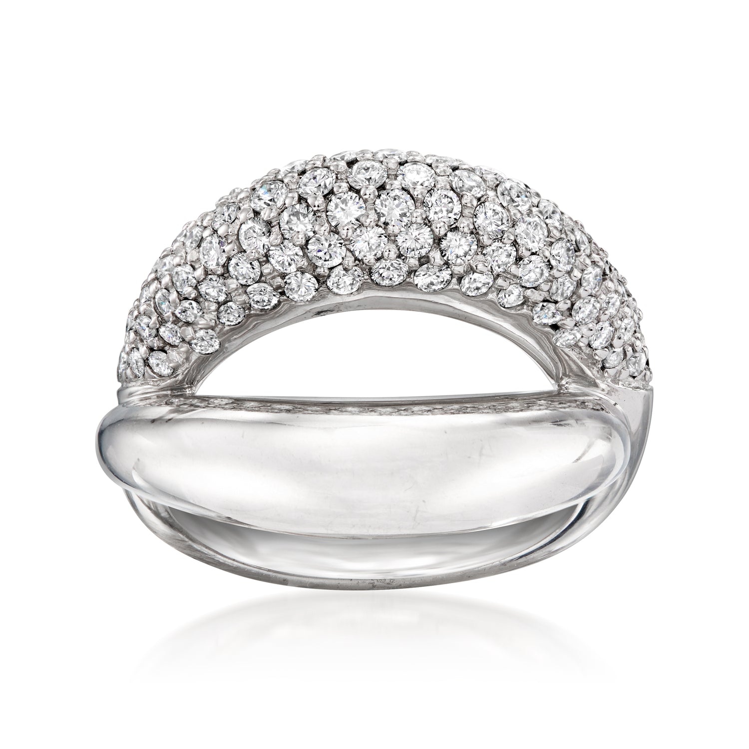 C. 1990 Vintage Mauboussin 1.30 ct. t.w. Diamond Crossover Ring in 18kt White Gold