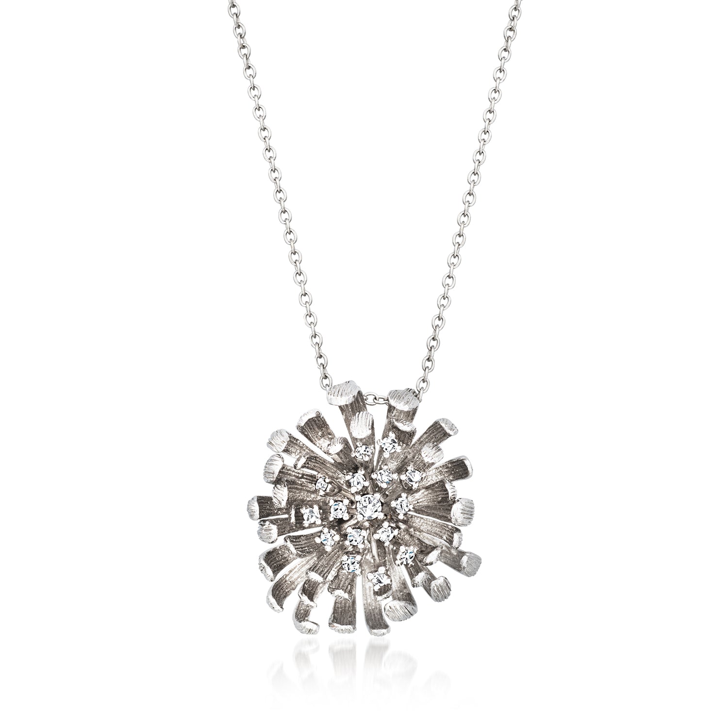 C. 1990 Vintage .36 ct. t.w. Diamond Flower Pendant Necklace in 18kt White Gold