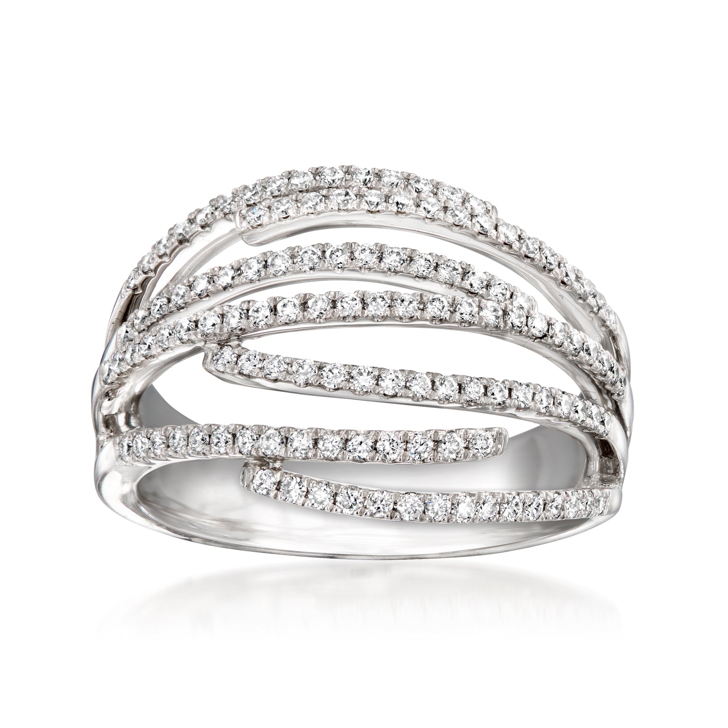 C. 1990 Vintage .53 ct. t.w. Diamond Multi-Row Ring in 18kt White Gold