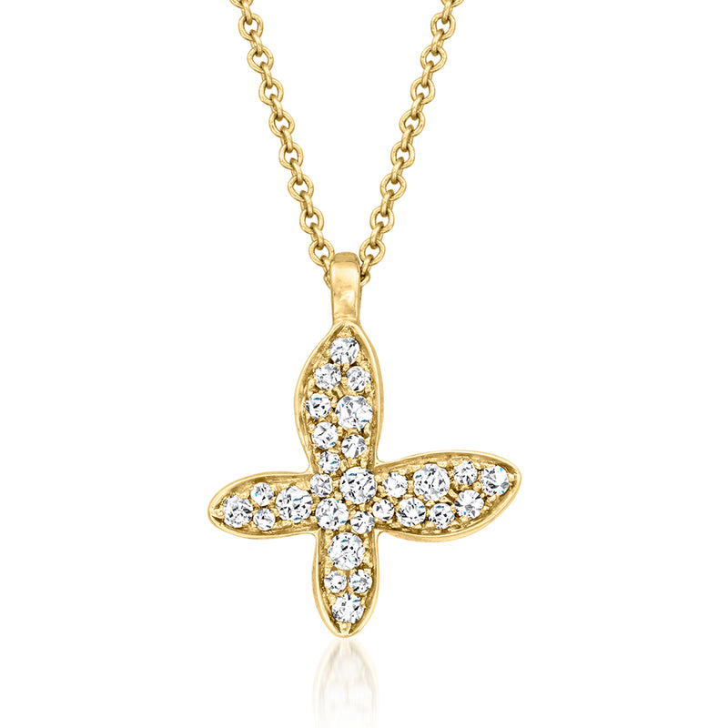 18kt yellow gold butterfly pendant necklace with pavé diamonds