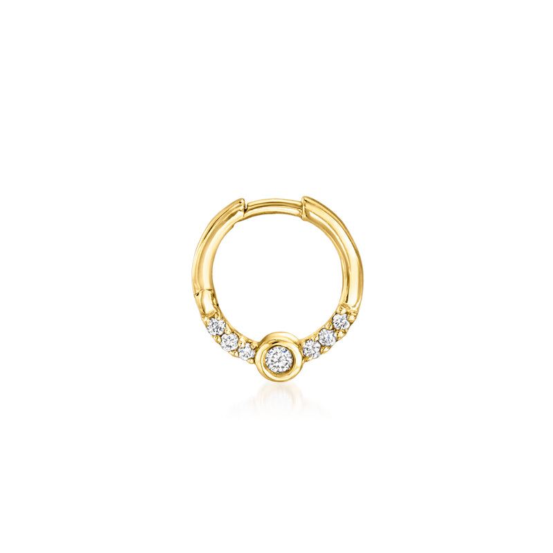 14kt yellow gold clicker hoop earring with lab-grown diamonds