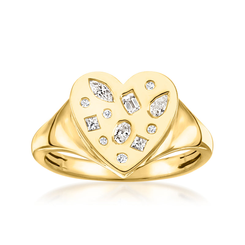 Gold over sterling heart ring with small lab-grown diamond accents