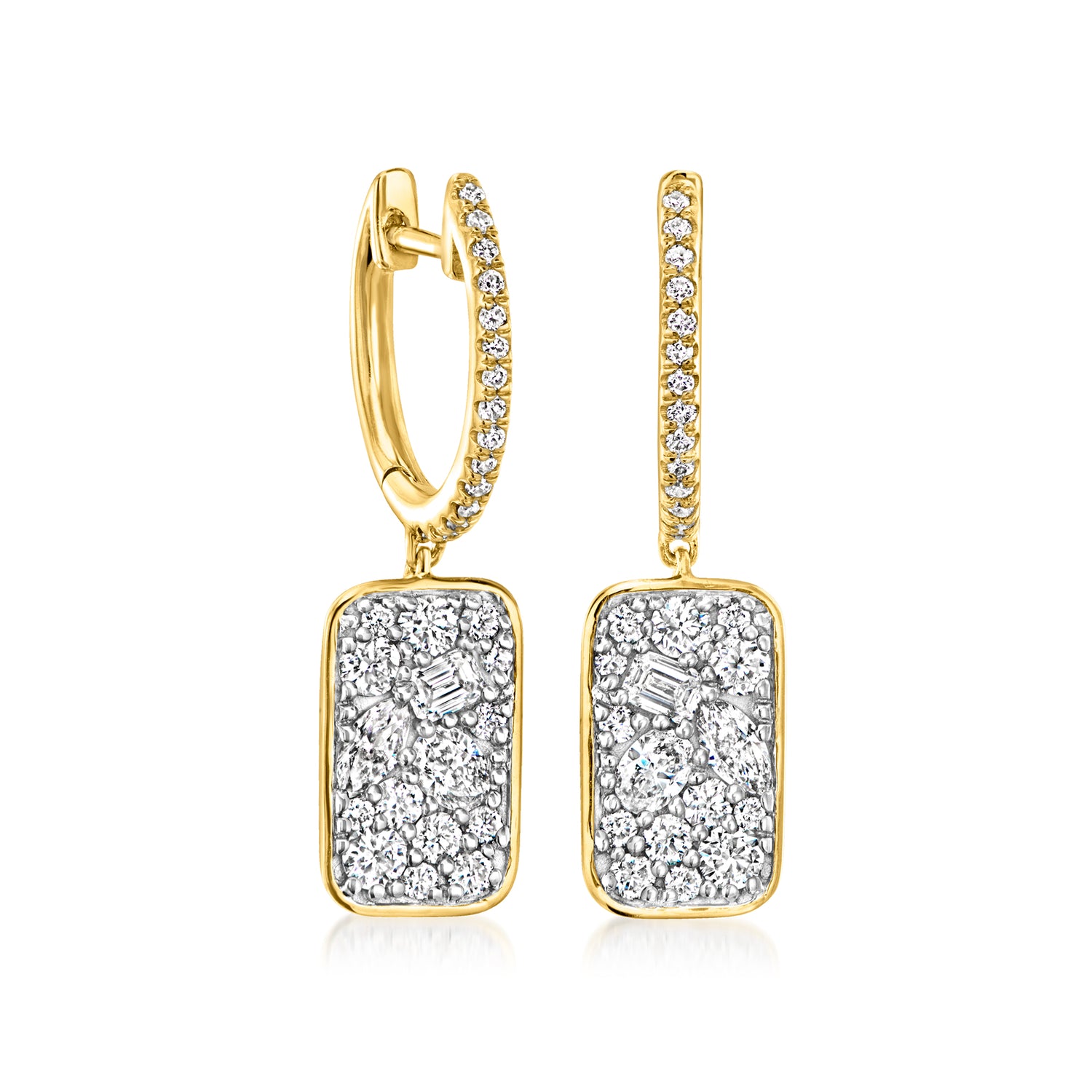 1.00 ct. t.w. Lab Grown Diamond Cluster Hoop Drop Earrings in 18kt Gold Over Sterling